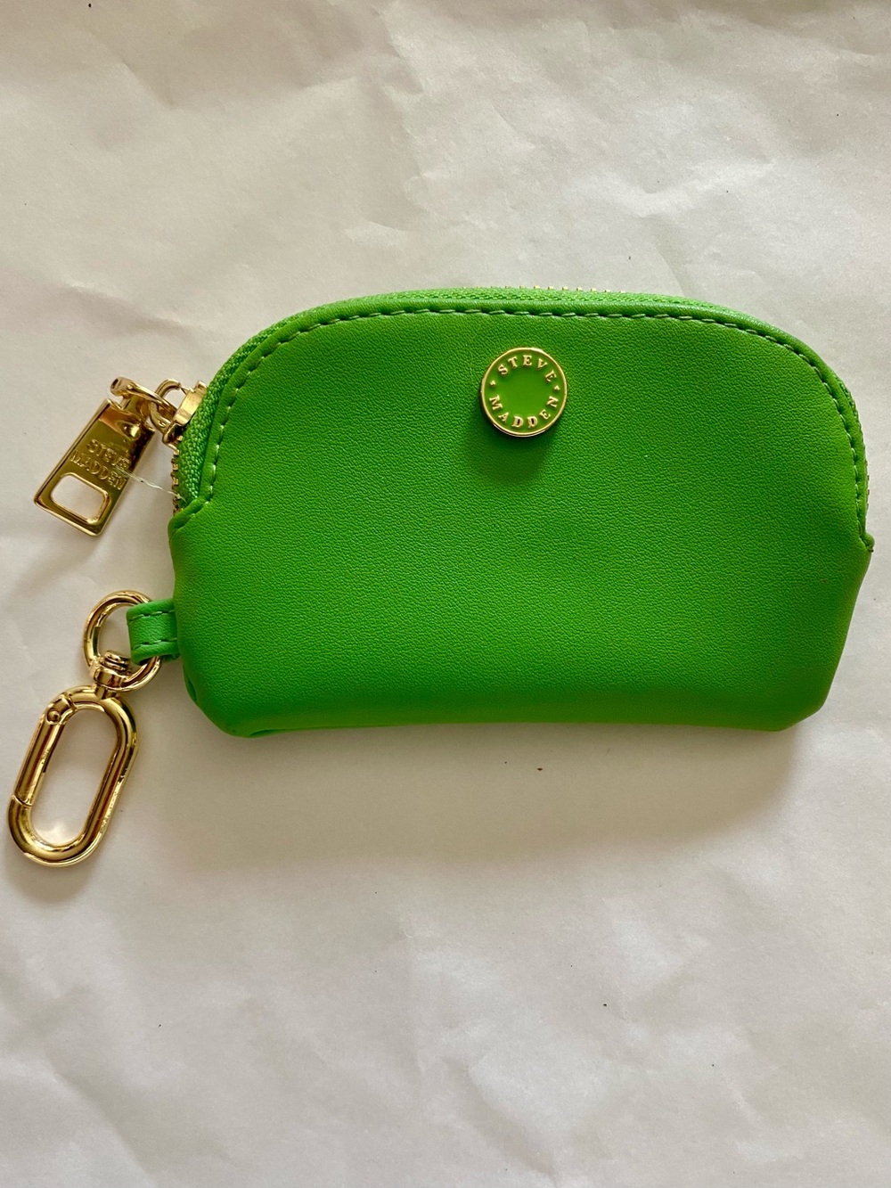 Steve Madden Bright Green Zip Coin & Key Pouch Bag Charm